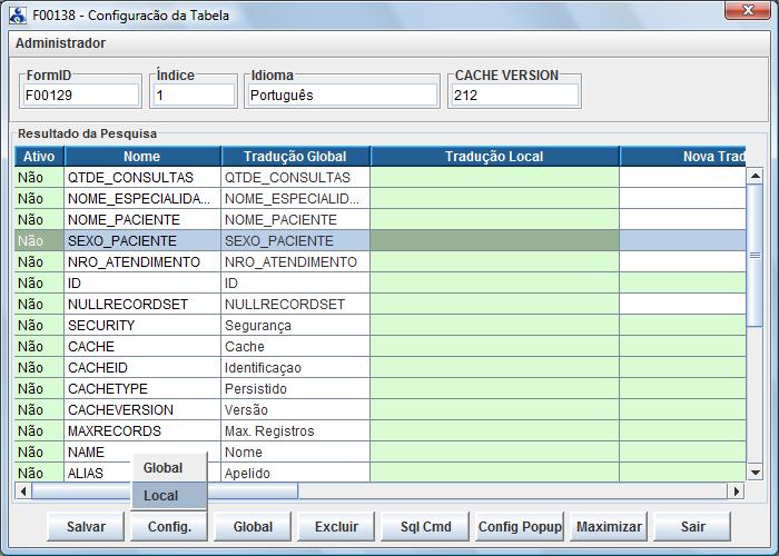 Configurações globais de relatórios avançados